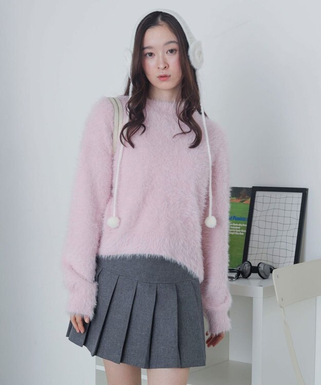 WEGO シャギーニットプルオーバー ピンク