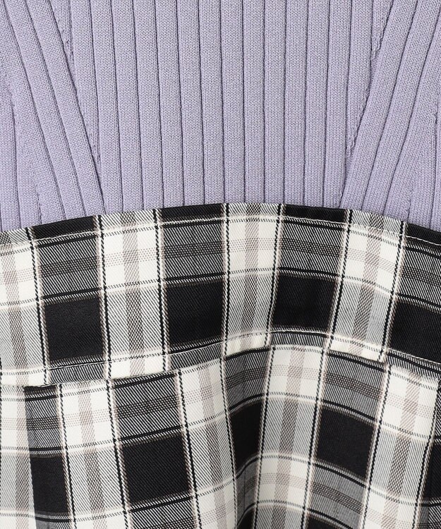 Feroux 【洗える】ニットコンビ ワンピース ブラック系2