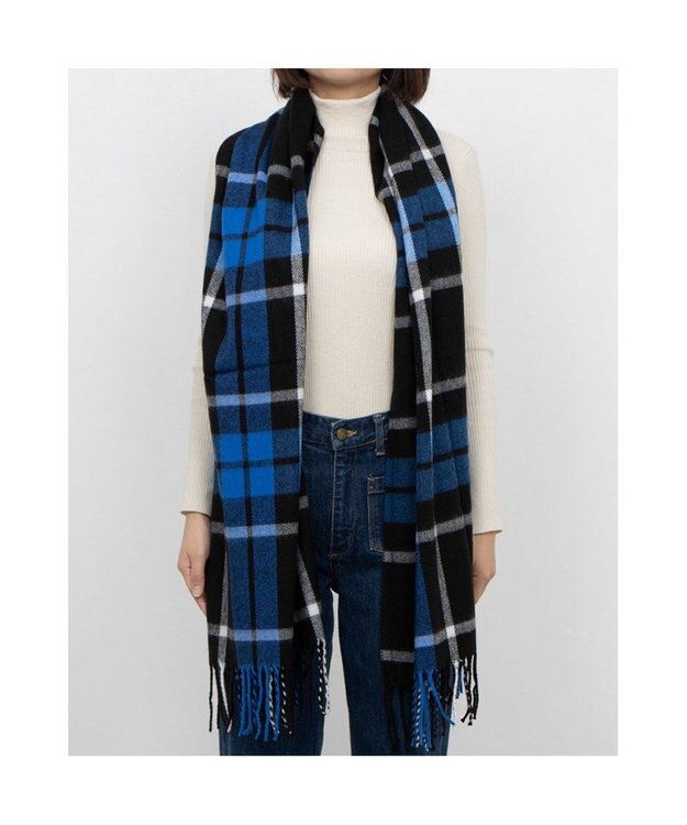 UNBILLION カシュネ cache nez / ウール混チェックストール ブラック