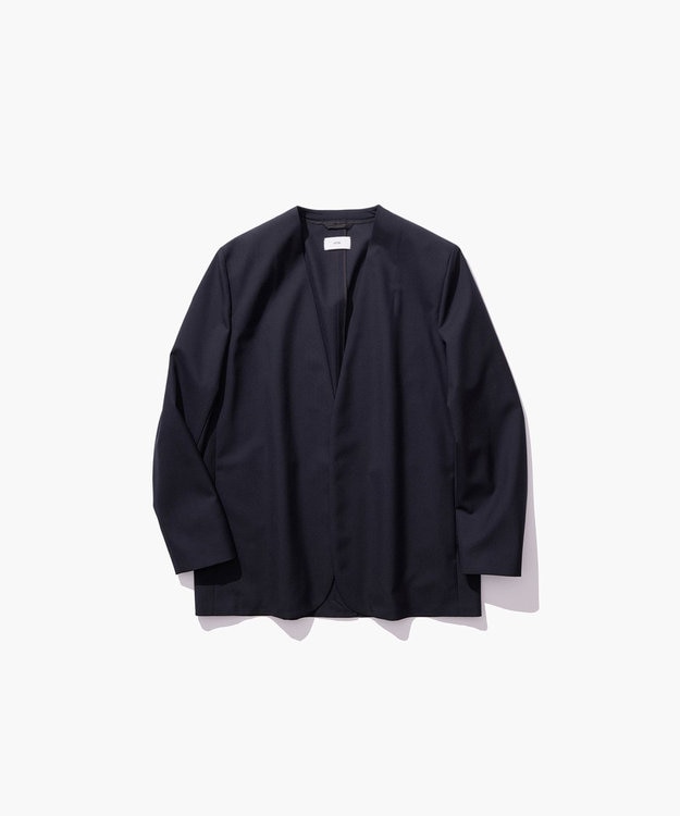 ATON WOOL TROPICAL | ノーカラージャケット NAVY
