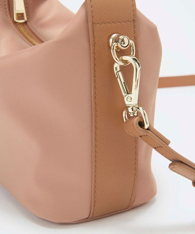 TOPKAPI 【TREASURE TOPKAPI】ナイロン レザーコンビ ハンドルオープン ミニ ショルダーバッグ ピンクベージュ