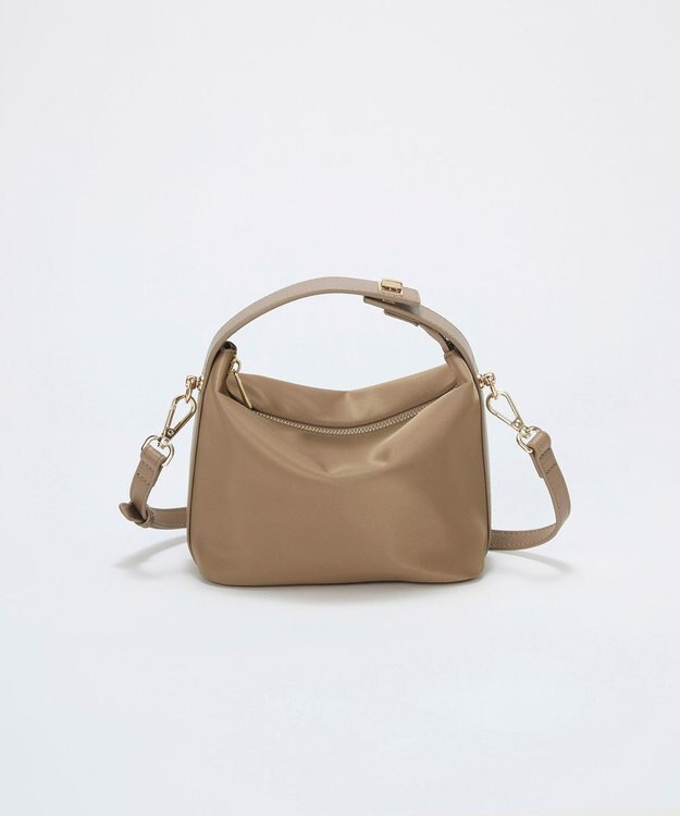 TOPKAPI 【TREASURE TOPKAPI】ナイロン レザーコンビ ハンドルオープン ミニ ショルダーバッグ グレージュ