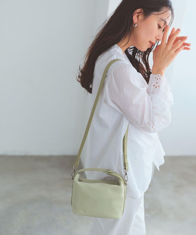 TOPKAPI 【TREASURE TOPKAPI】ナイロン レザーコンビ ハンドルオープン ミニ ショルダーバッグ ペールミント