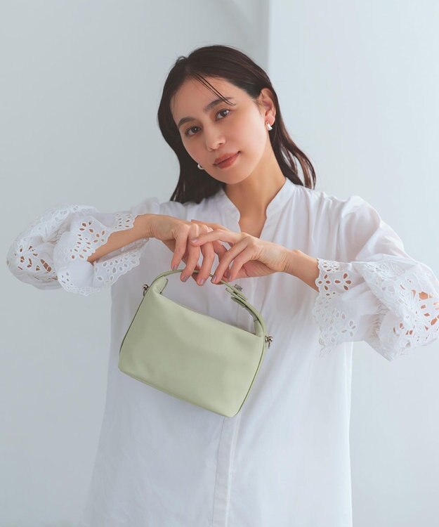 TOPKAPI 【TREASURE TOPKAPI】ナイロン レザーコンビ ハンドルオープン ミニ ショルダーバッグ ペールミント