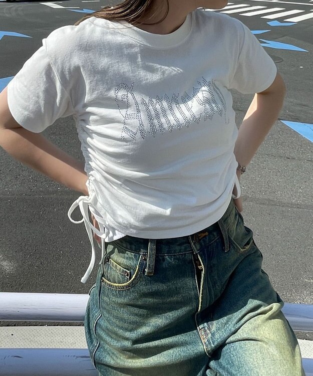 WEGO サイドドロストラインストーンT ホワイト