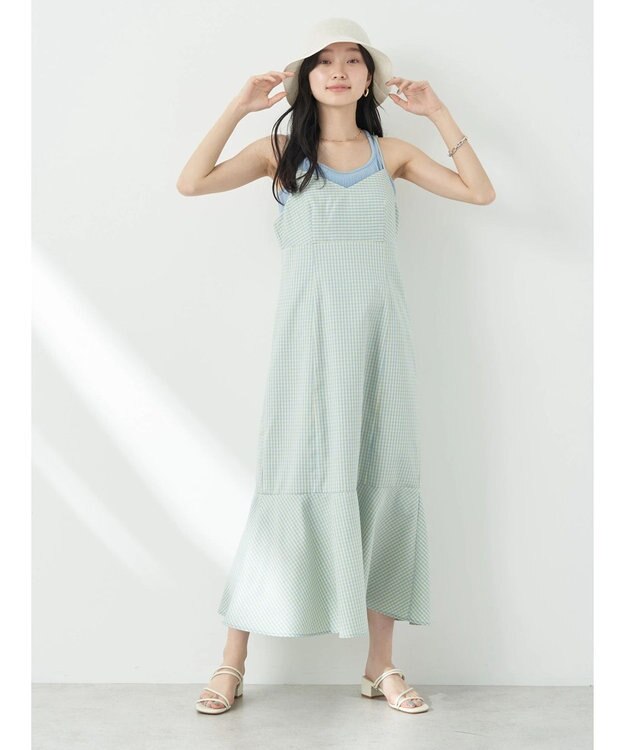 earth music&ecology チェックマーメイドキャミワンピース Sax
