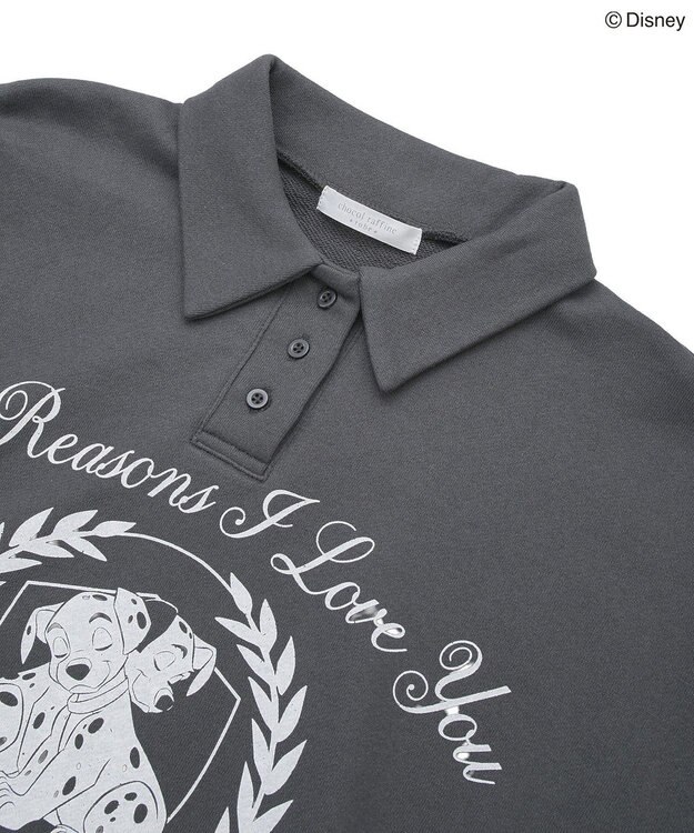 Green Parks １０１匹わんちゃん／ポロ衿裏毛スウェット Charcoal Gray