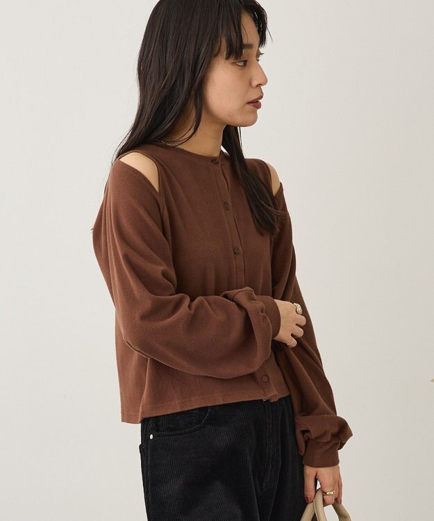 CRAFT STANDARD BOUTIQUE カットアウトデザインカーディガン Brown