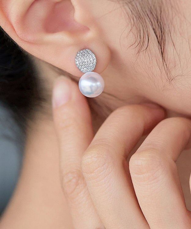 Tiaclasse 【金属アレルギー対応】グリッターパールピアス・イヤリング イヤリング：シルバー