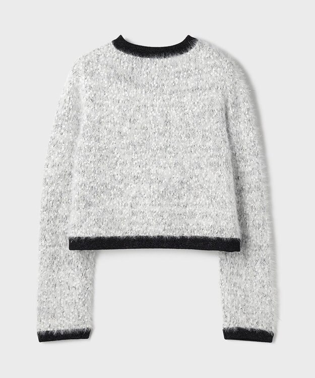 GRACE CONTINENTAL ノーカラーフェザーニットカーディガン バイカラー