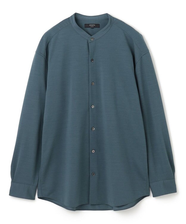 JOSEPH HOMME ウールツイストジャージー　バンドカラーシャツ スモーキーグリーン系