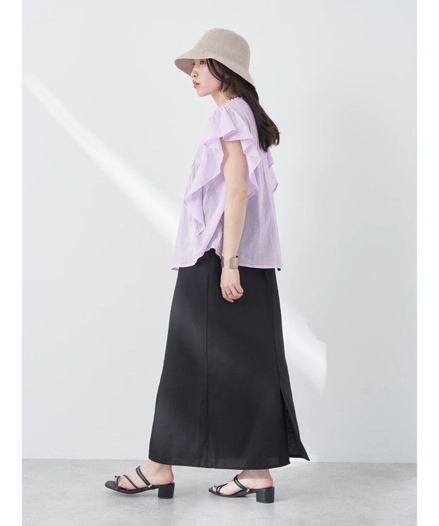 earth music&ecology コットンボイルフリルブラウス Light Pink