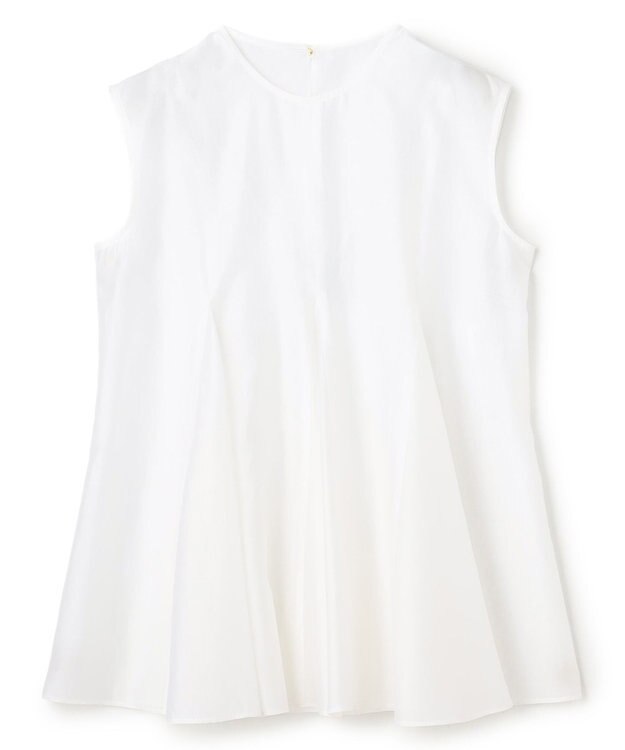 BEIGE， AMARYLLIS / シアー 切り替えフレアブラウス White