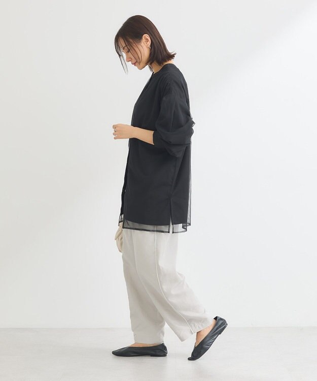 Green Parks ２Ｗａｙ　チュールドッキングシャツチュニック Black