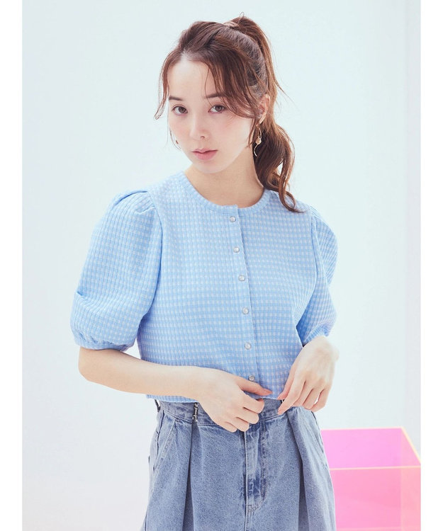 earth music&ecology カットジャガードカーディガン Blue