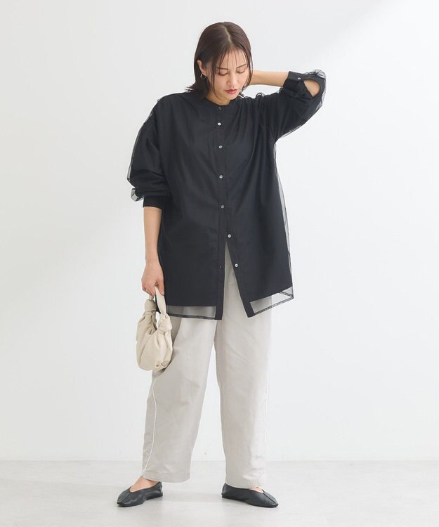 Green Parks ２Ｗａｙ　チュールドッキングシャツチュニック Black