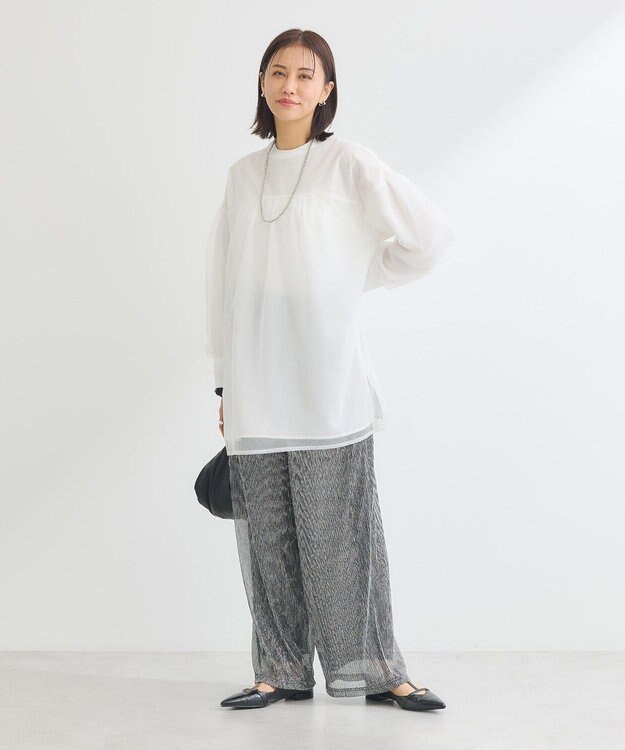 Green Parks ２Ｗａｙ　チュールドッキングシャツチュニック Off White