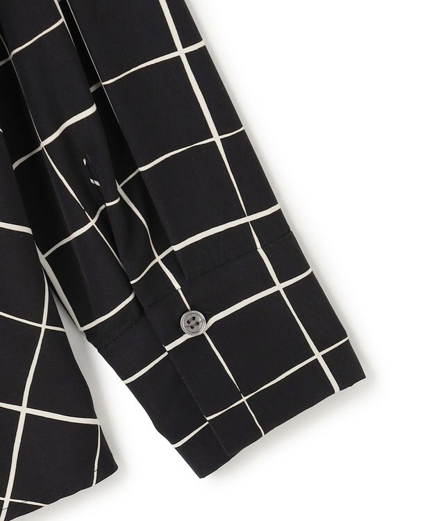 ICB L 【30th ANNIVERSARY】 ウィンドウペンプリント プルオーバーブラウス ブラック×アイボリー