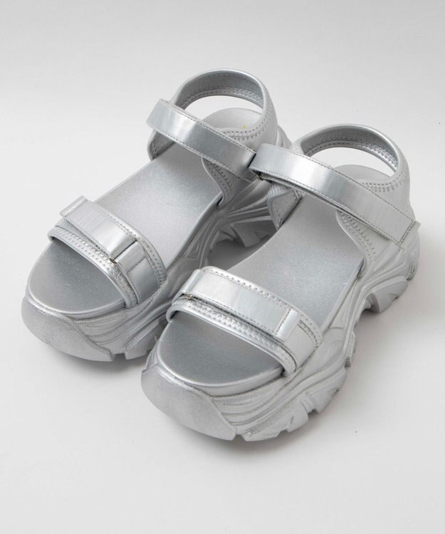 WEGO 【S～XLサイズ】厚底ダッドスポーツサンダル シルバー