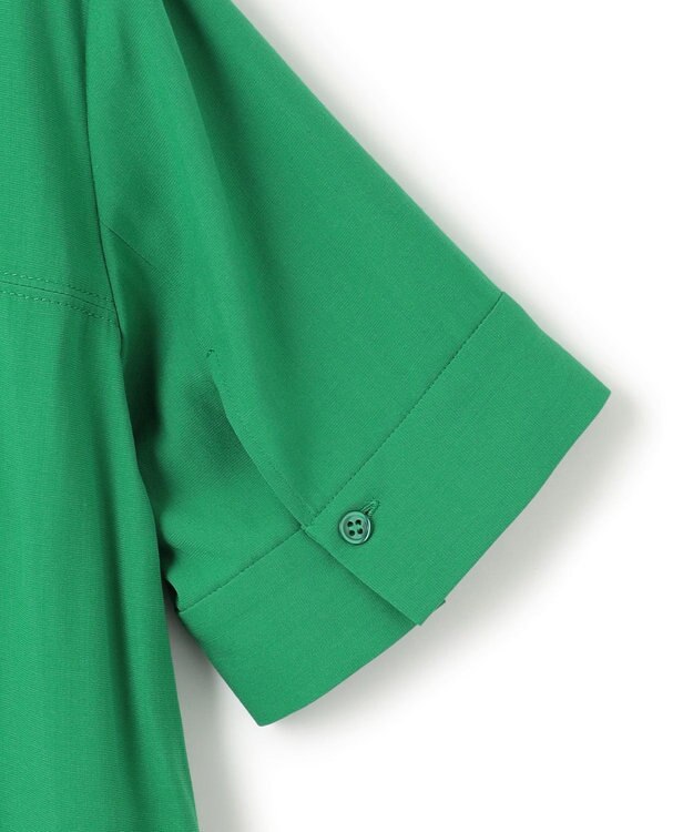 ICB L 【接触冷感・UVカット・洗える】 T/Rドライリネン ワンピース グリーン系