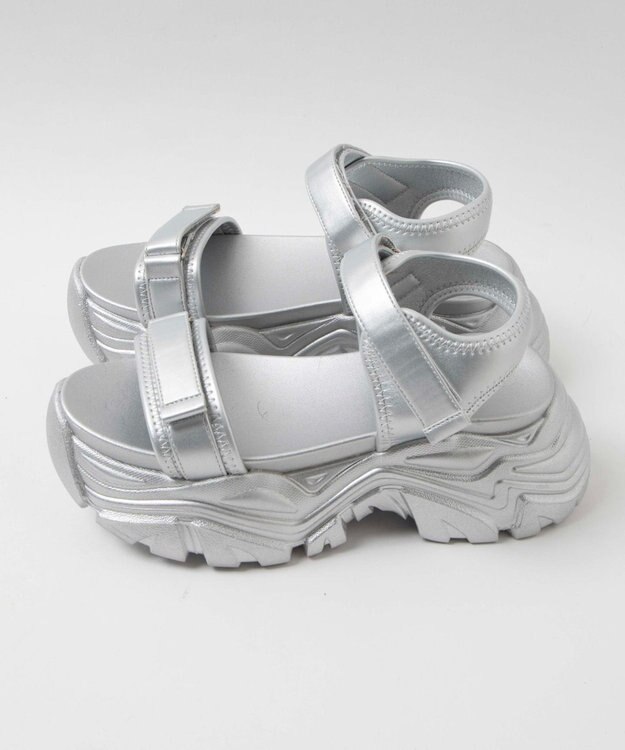 WEGO 【S～XLサイズ】厚底ダッドスポーツサンダル シルバー