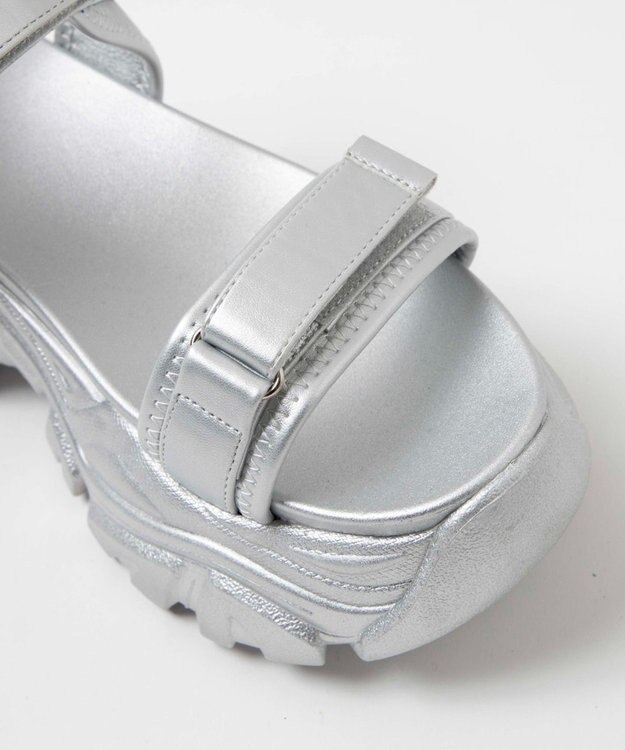 WEGO 【S～XLサイズ】厚底ダッドスポーツサンダル シルバー