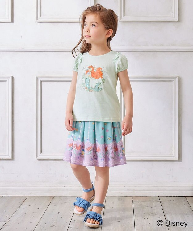 ANY KIDS 【ディズニープリンセス】総柄 プリント スカート ミント<アリエル>