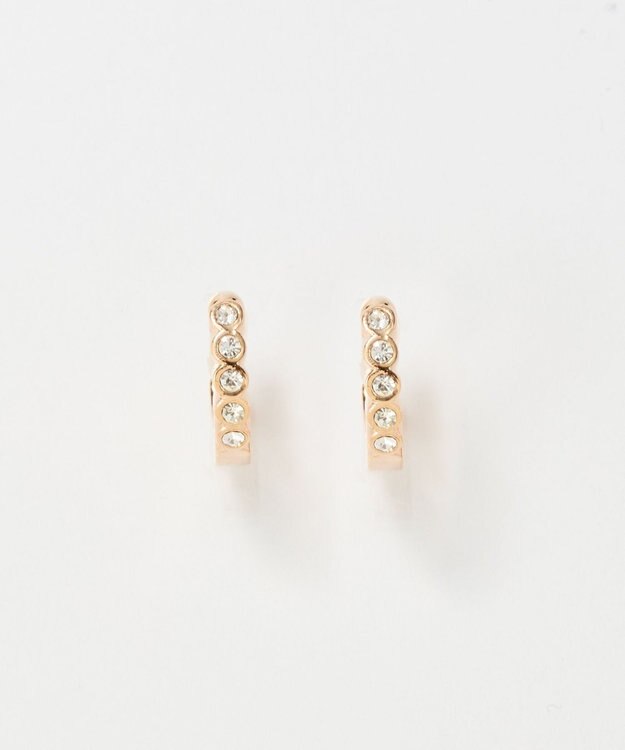 Phoebe 【金属アレルギー対応】【痛くないシリーズ】プチベゼルストーンフープライトフィットイヤリング　シャンパンゴールド シャンパンゴールド