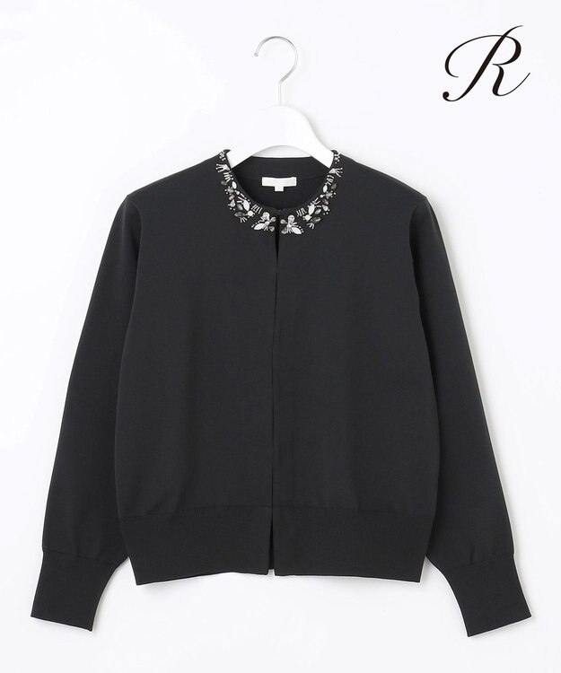 23区 【R(アール)】ブライトニット ネックビジューカーディガン ブラック系