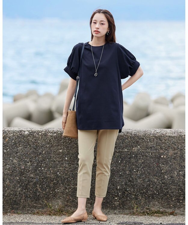 Tiaclasse 【小倉優子さん着用・日本製・洗える】サーラドライ・テーパードパンツ ベージュ