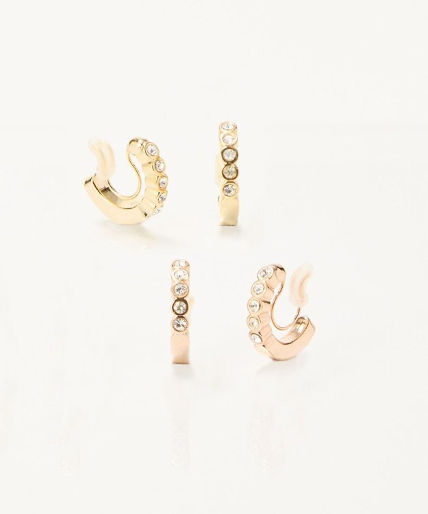 Phoebe 【金属アレルギー対応】【痛くないシリーズ】プチベゼルストーンフープライトフィットイヤリング　シャンパンゴールド シャンパンゴールド