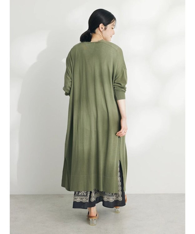 CRAFT STANDARD BOUTIQUE 裾スリットロングニットカーディガン Khaki