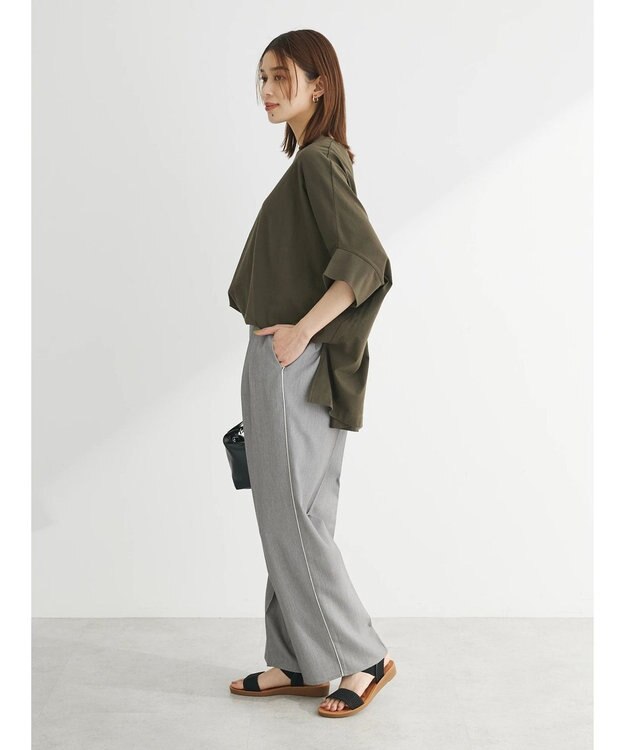 Green Parks 冷っとすずやか　ドルマンカット５分袖プルオーバー Khaki