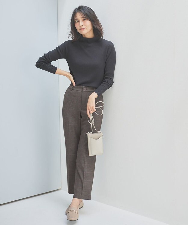 ANY 【洗濯機可】ボトルネック リブニット チャコールグレー