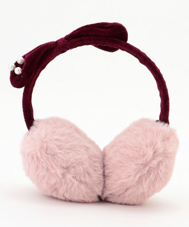 ANY KIDS パール×リボンイヤーマフ ピンク