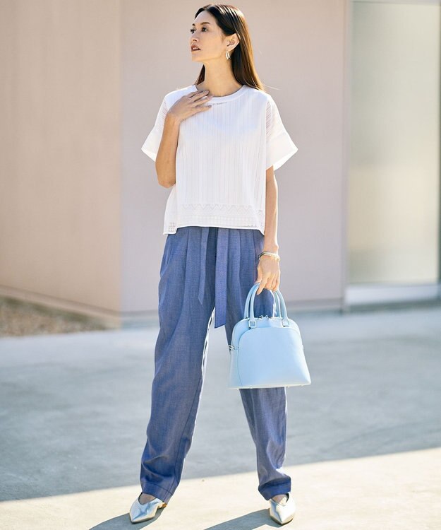 自由区 【カタログ掲載・ご好評につき新色追加・セレモニー】【MILOS】レザーポケット バッグ サックス