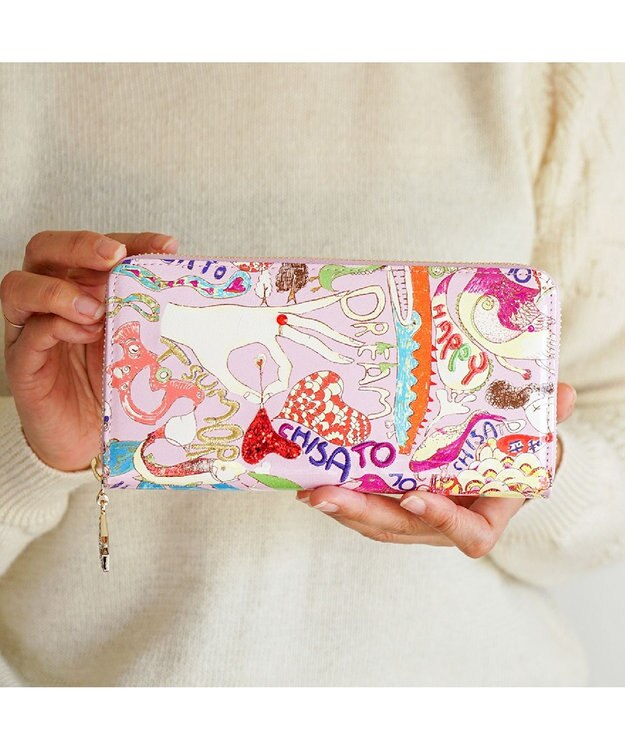 tsumori chisato CARRY ハッピースタッフ　ラウンドファスナー長財布 ラベンダー