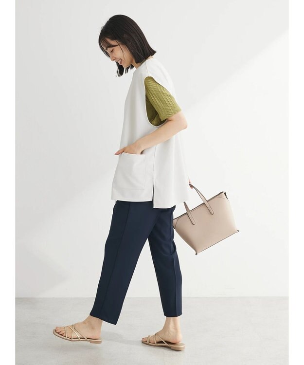 Green Parks フロントＺＩＰカットベスト Ecru