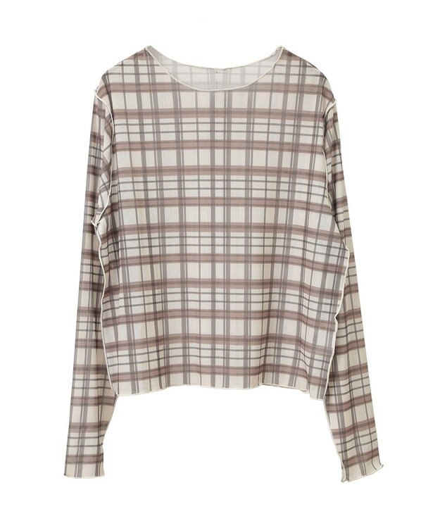 earth music&ecology シアーチェックプルオーバー Beige