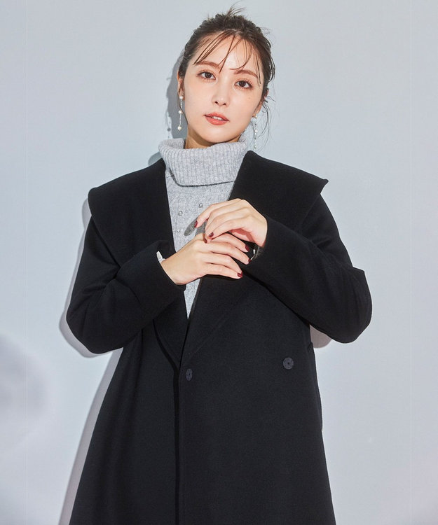 TOCCA LOOFAH ショールカラーウールコート ブラック系