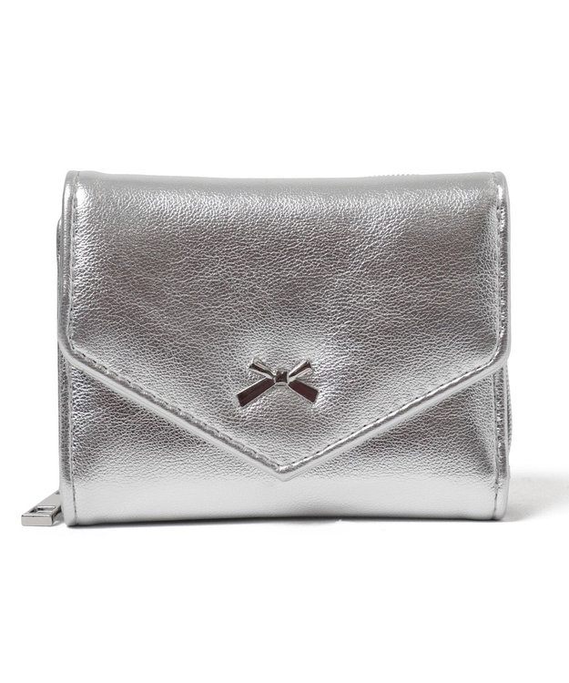 WEGO メタルリボンレターフラップウォレット シルバー