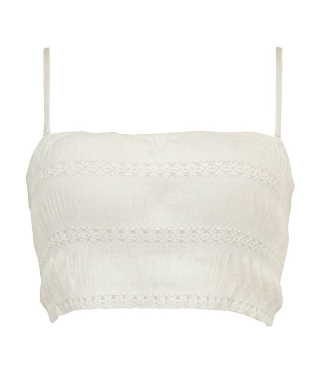 BRADELIS New York 【BRADELIS Me / ノンワイヤー】レーシィチューブトップブラ ストラップ取り外し可能 2way 補正ブラジャー オフホワイト