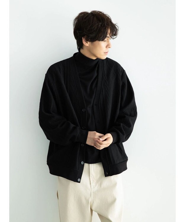 CRAFT STANDARD BOUTIQUE ケーブル柄カットカーディガン1 Black