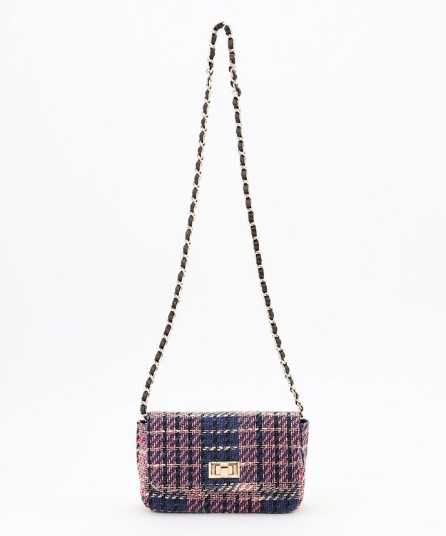 ANY SIS ツイードチェーン バッグ ピンク系チェック