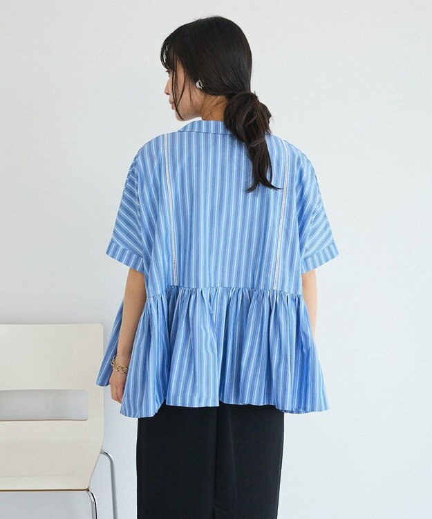 CRAFT STANDARD BOUTIQUE インド製 ペプラムブラウス Stripe