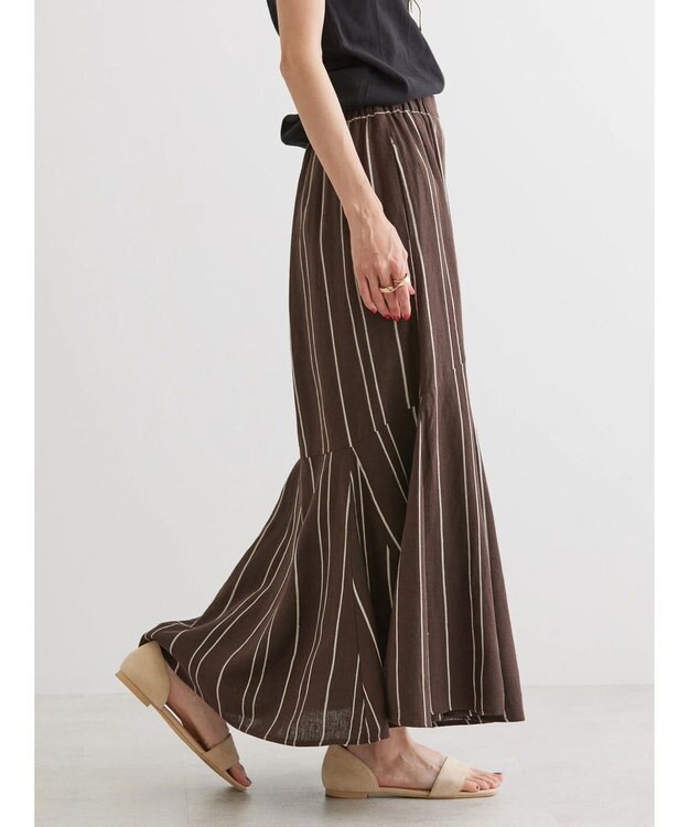 AMERICAN HOLIC リネンブレンドストライプマーメードスカート Stripe Brown