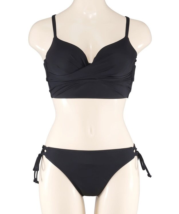 San-ai Resort（三愛水着楽園） 【WEB限定商品】【UPF50＋】ワコール共同開発ノンワイヤーなのにぷっくり美胸を作る【ダブルアップ】　ノンワイヤービスチェビキニ M1 M2 L1　　【San-ai Resort（サンアイリゾート）】 ブラック