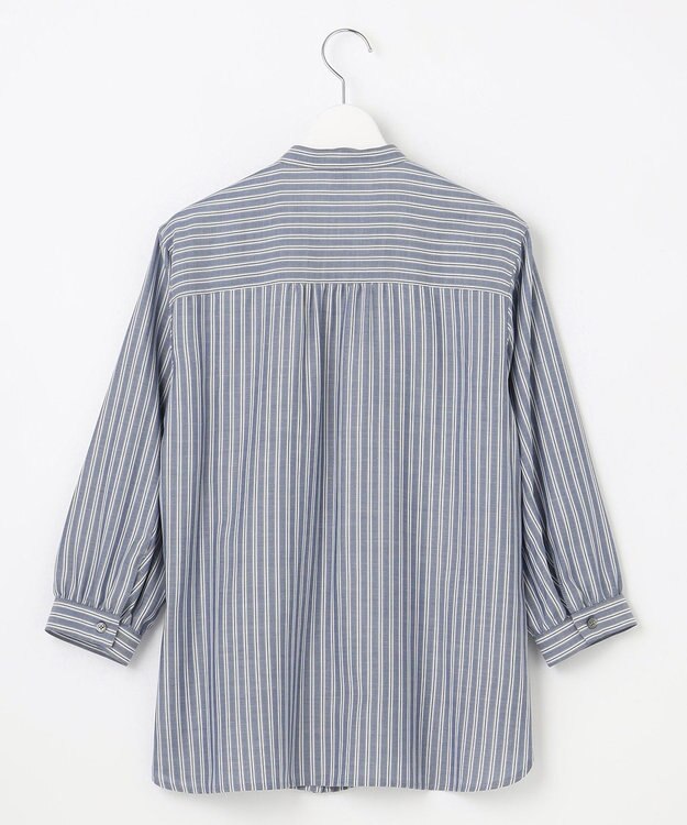 J.PRESS LADIES L 【洗える】ウォッシャブルキュプラツイル バンドカラー ブラウス ネイビー系1