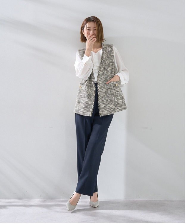 YECCA VECCA サイドベルテッドハイウエストパンツ Navy