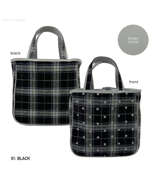 ROOTOTE 1344【フェルト生地】LT.スクエア.ドットチェック-A 01：ブラック